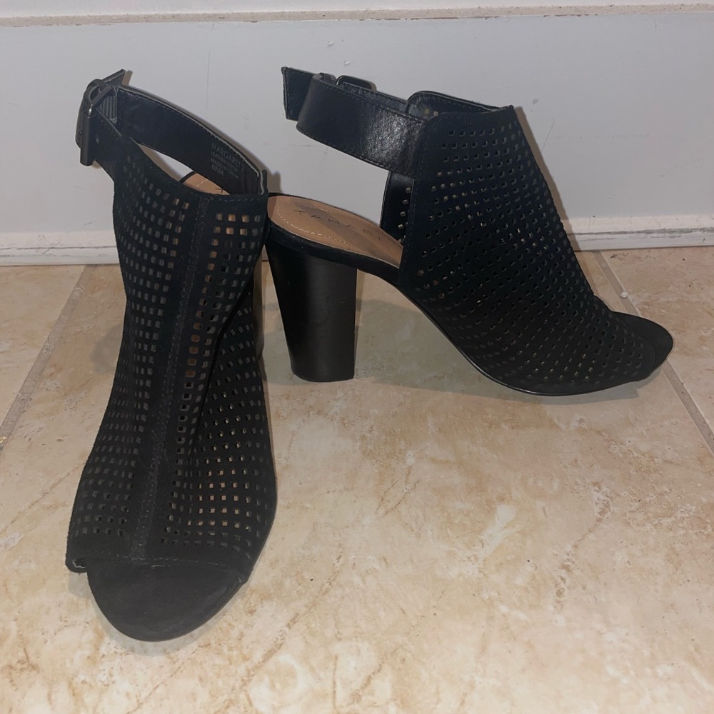 Tahari open toe black heels - size 6.5